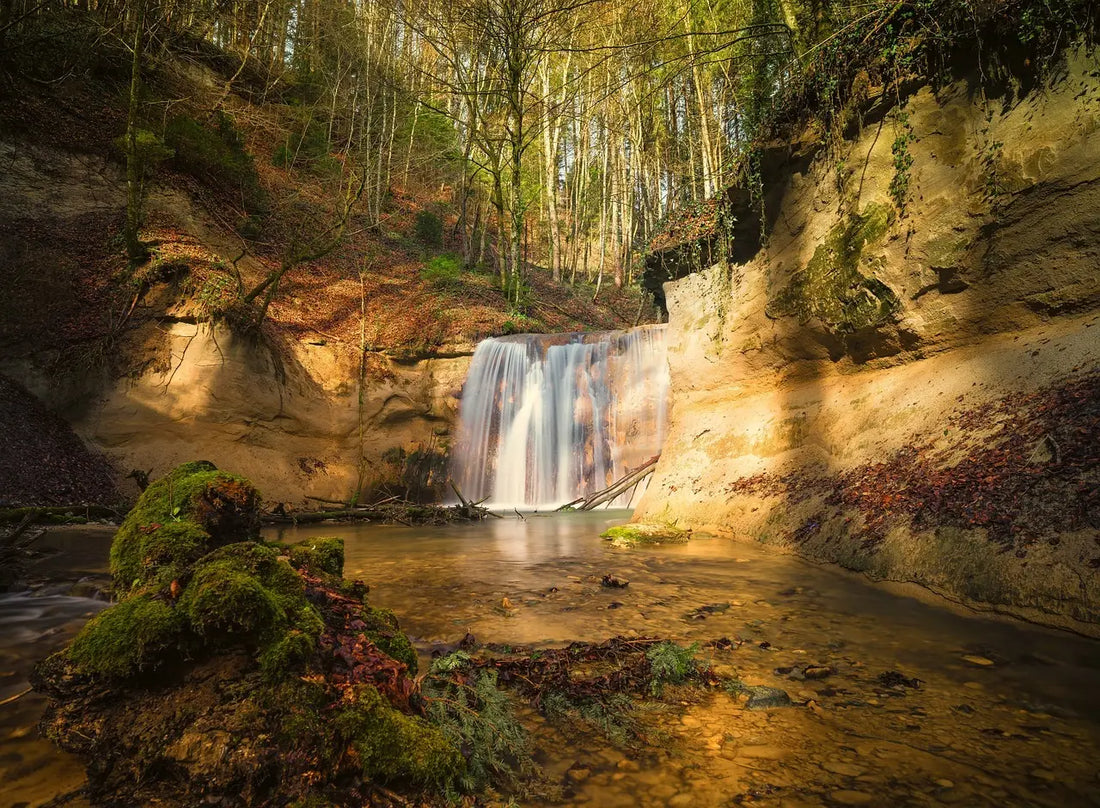 Outdoor natural cold plunge waterfall for nature freezing water