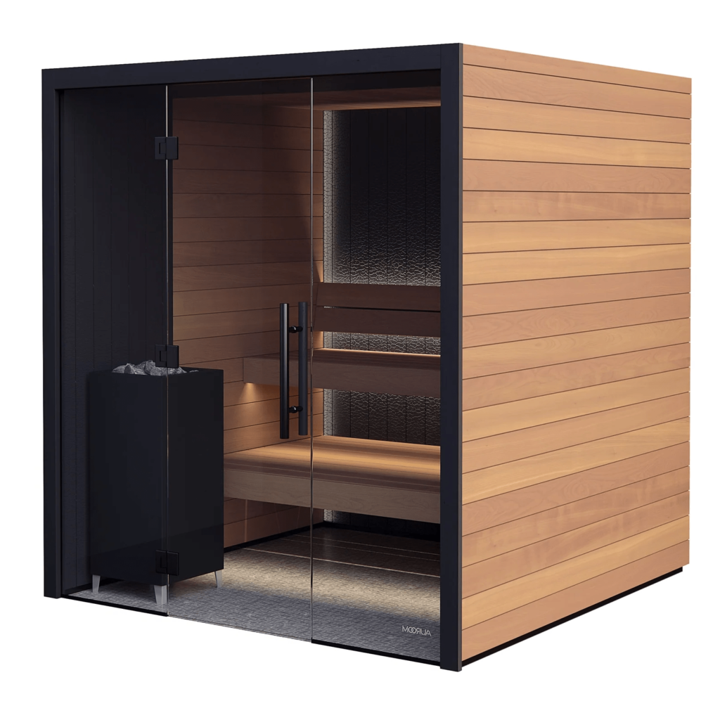 Larger outdoor and indoor cold plunge and sauna