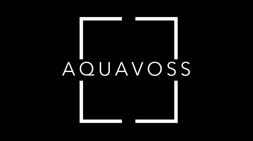 Aquavoss Logo - Cold Plunge Company Logo - Hot Tub Company Logo - Aquavoss Hot Tub Logo - black background - marketing materials